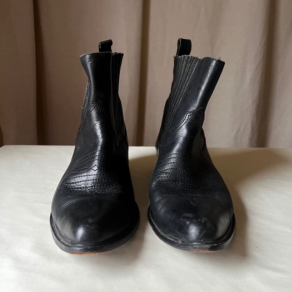 American Vintage Shoes - Vintage Feather & Son Black Leather Western Ankle Boots Women's 10M Cowboy